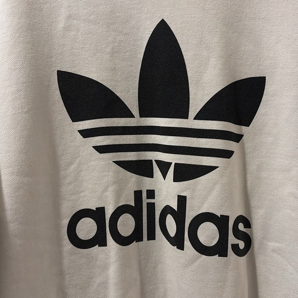 Adidas White crew neck Sweatshirt with Black Logo - women’s medium - pockets - Picture 2 of 8
